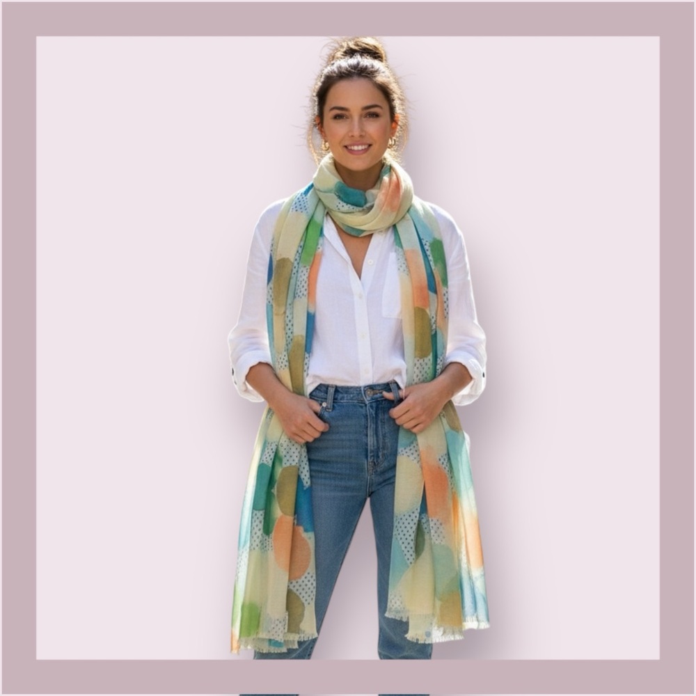 Tilo Abstract Multi-Colored Dot Scarf